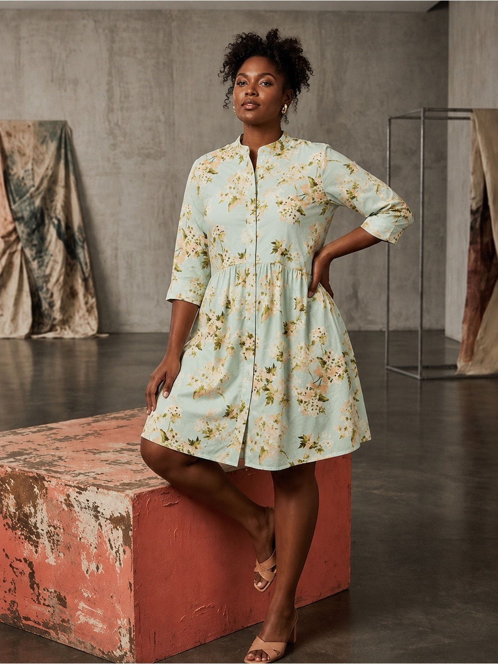 Tuckernuck Mint Floral Shirt Dress – Size Small